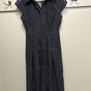 White House Black Market Black Eyelet Midi Dress